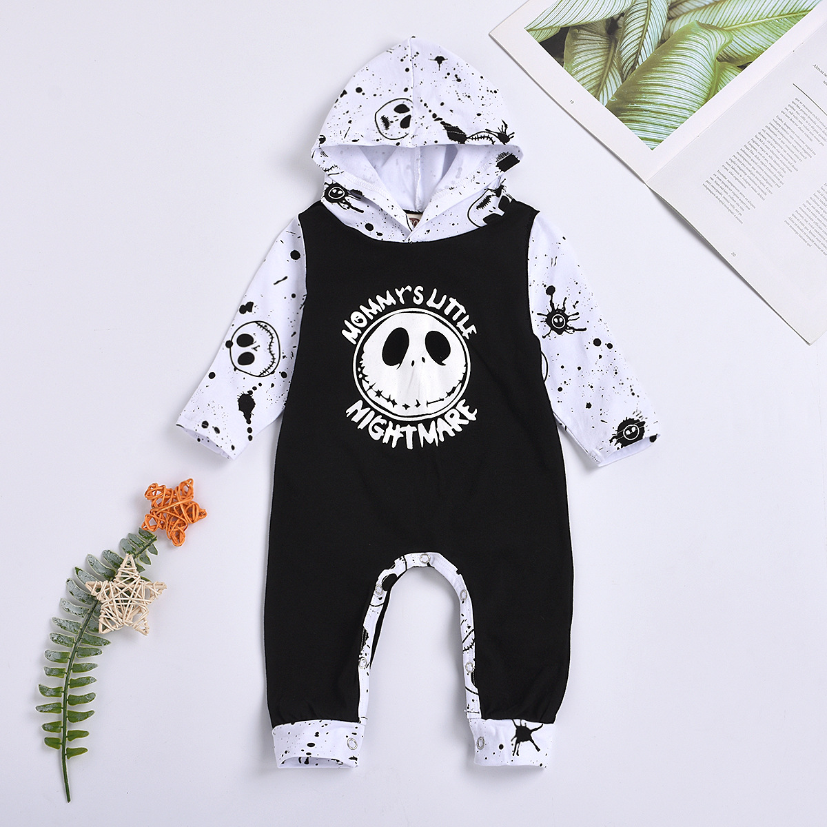 Children's Clothing European And American Style New Boy Halloween Cute And Cool Skull One-piece Stitching Romper