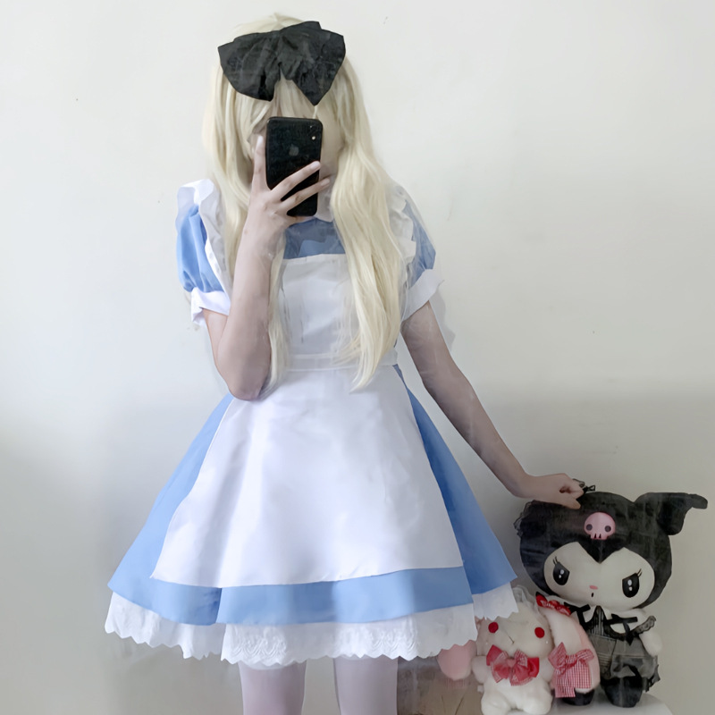 在逃爱丽丝公主蓝色连衣裙女仆装女佣服万圣节服装法式甜美减龄|undefined