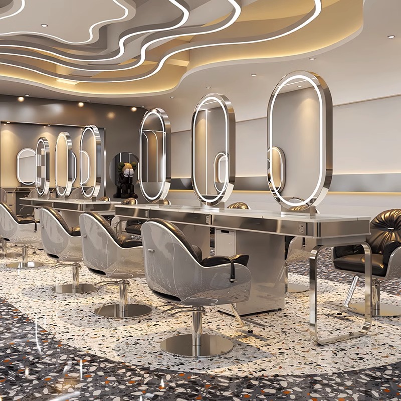 Espejo de barbería en línea, espejo de cabello único, espejo de salón de cabello especial, espejo de piso de doble cara, fábrica de moda
