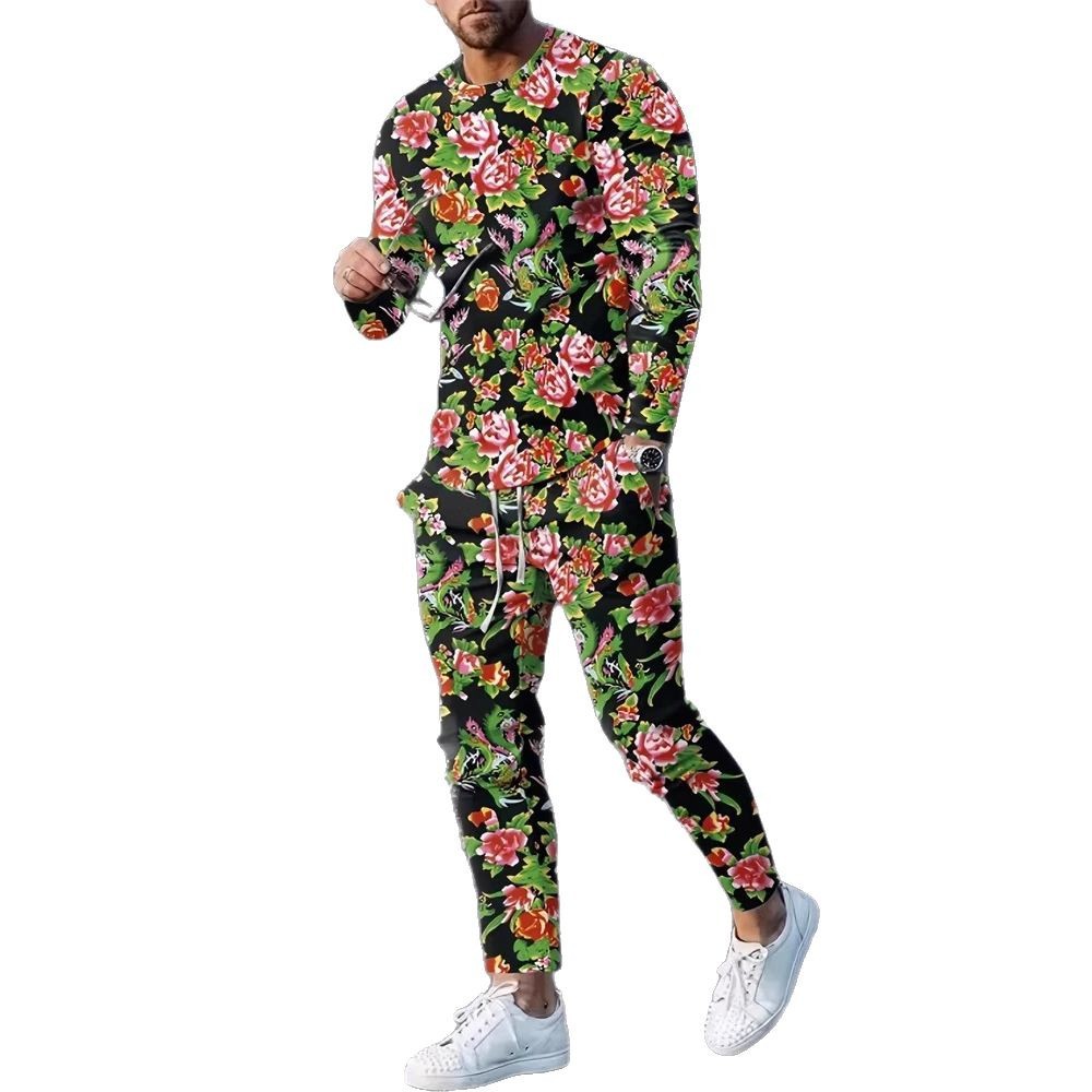 2025 europeo y americano transfronterizo nueva moda casual camuflaje manga larga cuello redondo suéter pantalones traje ME1 ML1