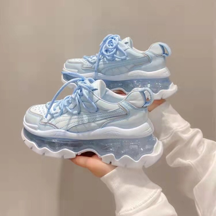 Jelly Air Cushion Thick Sole Heightening Dad Shoes Women's Summer Women's Shoes Fashionable White Shoes Sneakers White