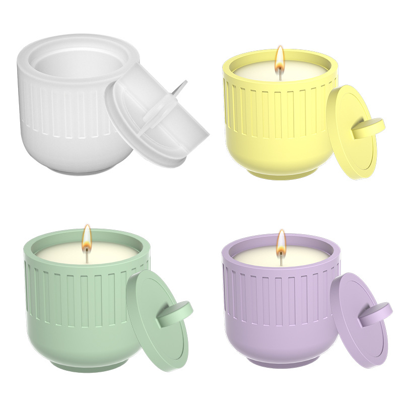 3 DIY cemento vela taza en maceta molde de silicona ins estilo simple botella redonda con tapa tarro epoxi