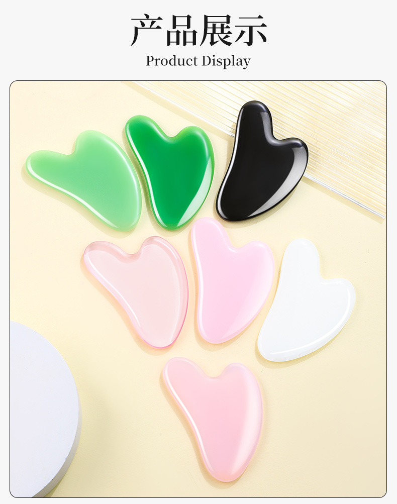 Natural Rose Quartz Gua Sha Heart Shaped Massage Wand Facial Eye Body Scraping Board preparation