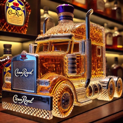 Estación independiente de venta caliente camión cabeza de whisky botella de vidrio decoración de vidrio pequeña capacidad de vodka