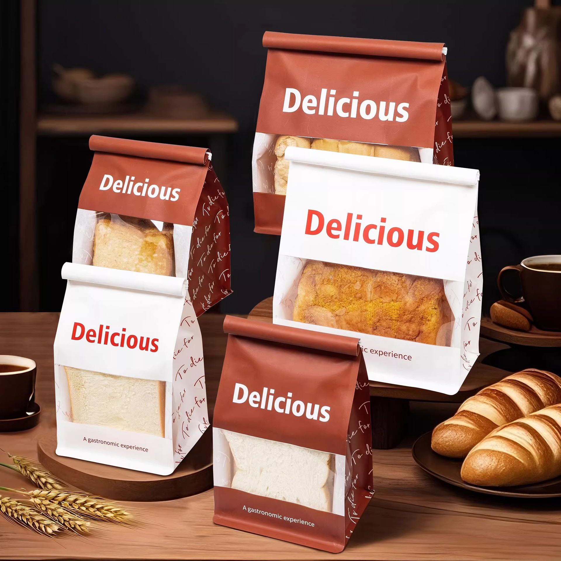 吐司面包八边封包装袋雪花酥贝果打包袋子曲奇饼干零食自封袋自立