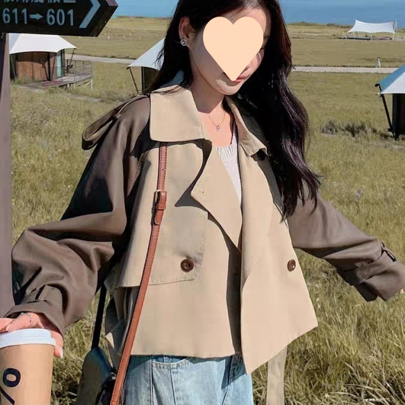 拼接上衣女裝2025年秋季新款高級感小個子百搭時尚風衣短款外套