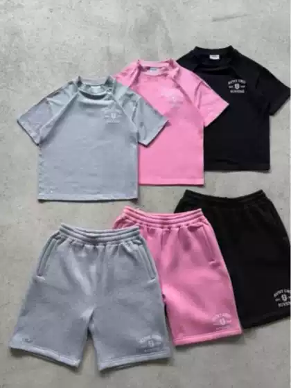 2025 New Cross-Border European & American Style Summer Sports Set, All-Cotton Colorful Casual Printed Short-Sleeve and Shorts Set