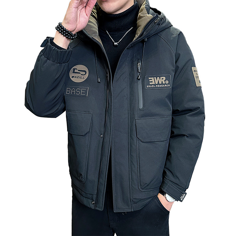 Marca de moda transfronteriza herramientas deportivas al aire libre montañosas de alta calidad transmisión en vivo explosivo chaqueta de plumón con capuchón se puede abrir dos