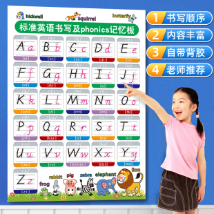 Introduction to English 26 Letters Standard Size Book Handwritten Table Silent Wall Chart Word Wall Stickers Teaching Aware