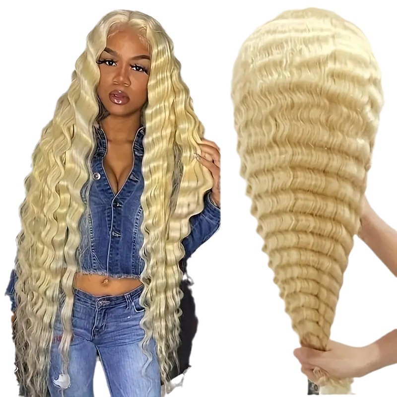 Perruque blanche en dentelle, style européen/américain, petites boucles, tresses africaines, couverture complète, extensions de cheveux synthétiques africains_voghion.com
