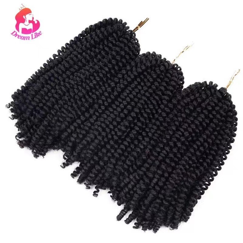 8 pulgadas 30 pequeñas trenzas de resorte de torsión de fibra química africana cabello de crochete peluca de trenza sucia