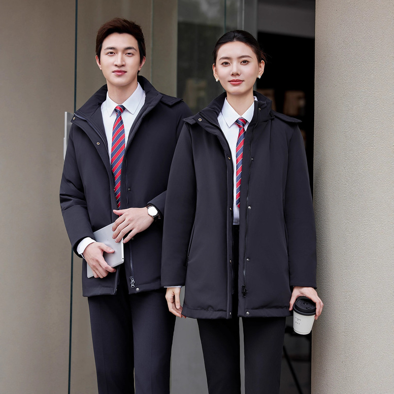 Professional Parka Winter Coat for Men and Women, Mid-Length Business Cotton Jacket, Thickened Workwear Cotton-Padded Jacket, Workwear Outerwear for Women