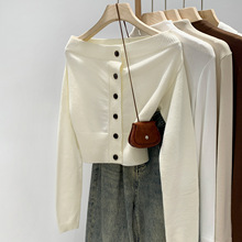 漫娇情一字肩收腰毛衣长袖羊毛打底针织衫女秋冬2025新款韩系上衣