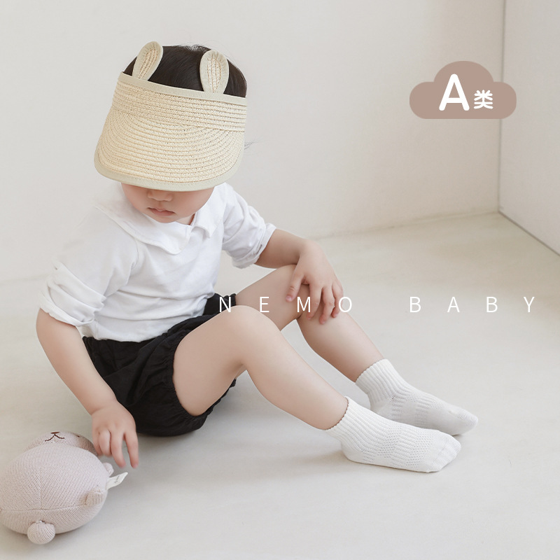 Calcetines para bebés, malla antibacteriana de verano, niños deshuesados, niñas, estudiantes universitarios, calcetines blancos de tubo medio