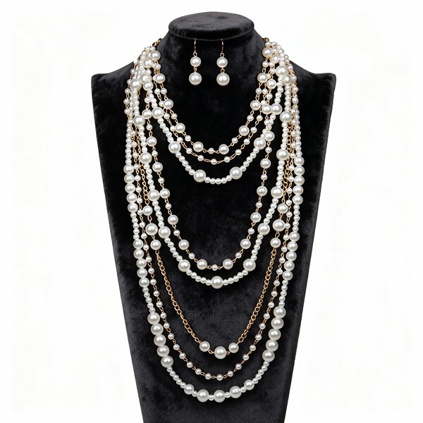 fashionable necklace and earrings from pearl