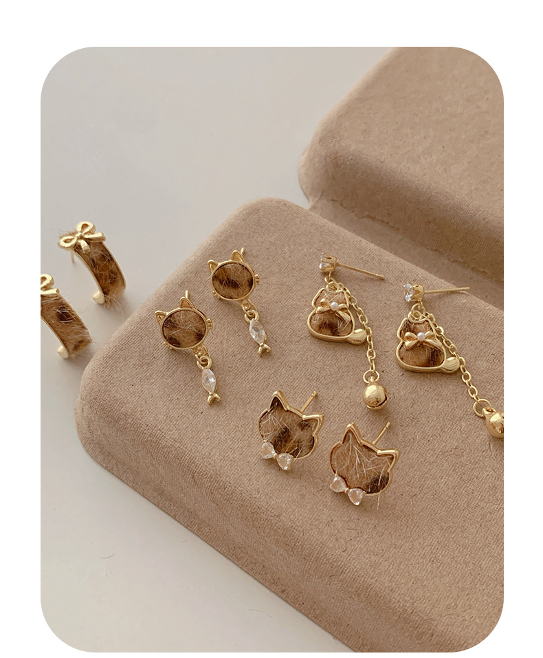 1 Par Elegante Señora Dulce Gato Aleación Pendientes display picture 2
