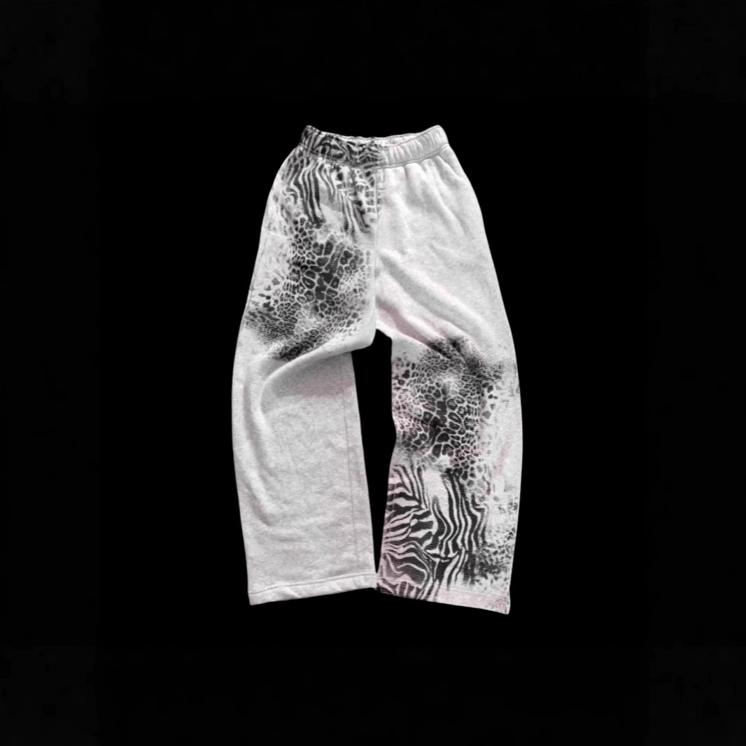 Свободные прямые брюки с принтом Высокий уличный хип-хоп панк уличный уличный танец с девятью укороченные брюки эластичные брюки повседневные брюки