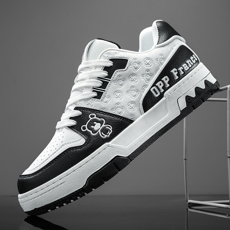 OPP violento blanco y negro panda mostrador zapatos de cuero genuinos zapatos de lujo ligero zapatos de mujer de moda ligero versátil zapatos de skate de altura baja