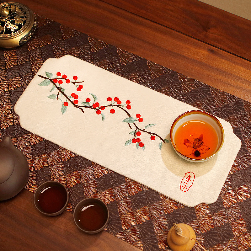 Embroidery Handmade diy Material Bag Simple Making Self Embroidered Tea Cup Mat Heat Insulation New Chinese Style Tea Table Fabric Embroidery