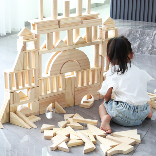 Large building blocks kindergarten construction area material log color solid wood large building blocks assembled building toys
