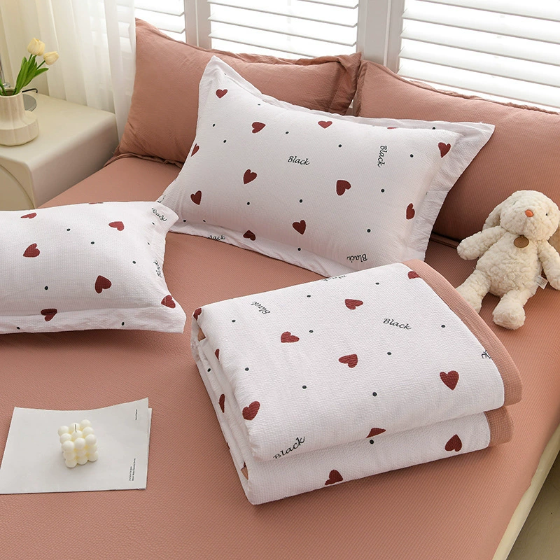 【Бесплатная доставка】Одеяло из свежей пузырчатой ткани класса А для кондиционирования воздуха, летнее охлаждающее одеяло, комплект из четырех предметов, прямые поставки для дропшиппинга