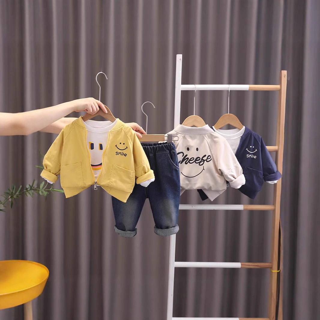 Baby Boy Spring and Autum Casual Versatile Suit Fashionable Kidsren's Clothing 2025 New Infant and Kids Autum Three-Piece Set Trendy