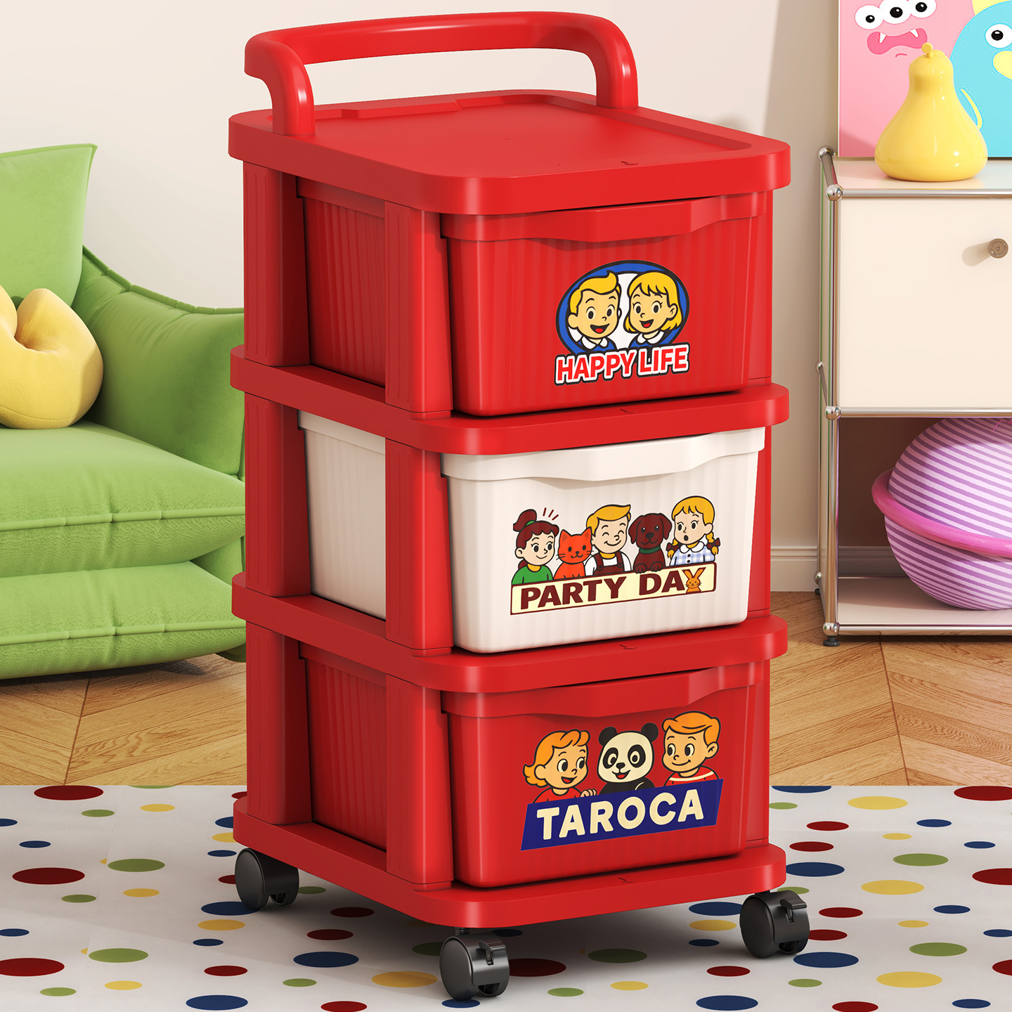 Durable Storage Cabinet, No Installation Required, Dopamine Trolley Storage Rack, Bedroom Bedside Drawer-Type Multi-Layer Storage Rack