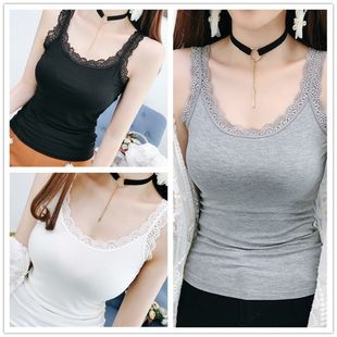 Sweet Lace Splicing Camisole Women's Spring and Summer Korean Style Thin Sleeveless White Camisole Bottoming Shirt