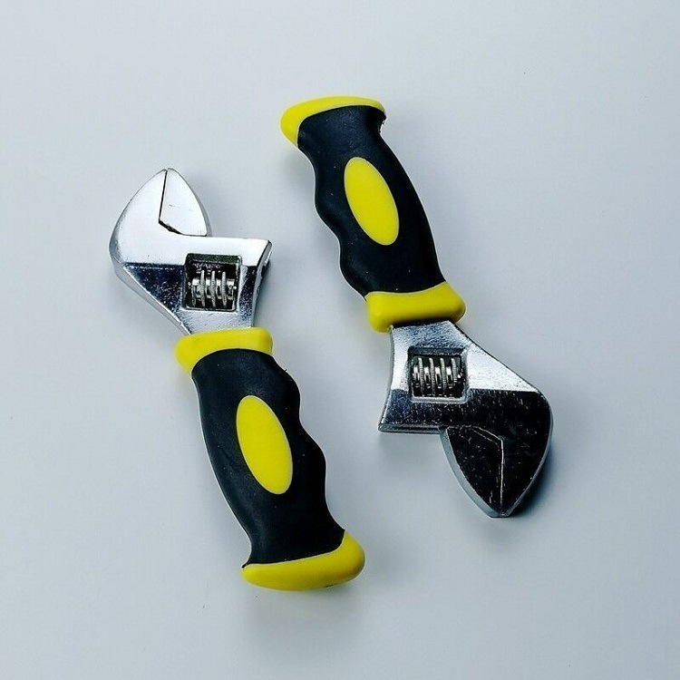 Llave ajustable de mango corto de 6 pulgadas con mango de goma, llave multifuncional que se puede utilizar como juego de mangos, tablero flexible, herramientas de hardware, boca viva