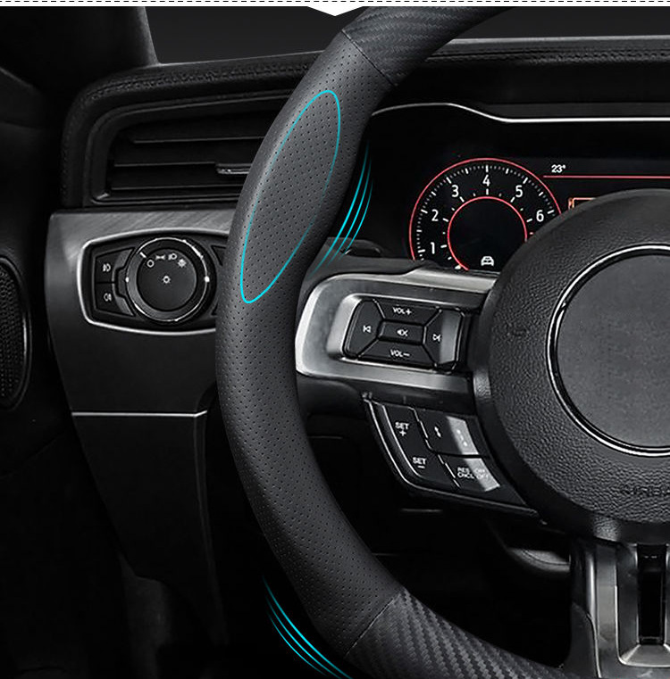 Cross-border car matte carbon fiber pattern steering wheel cover four seasons universal non-slip wear-resistant hand-sewn sweat-absorbent inner jewelry
