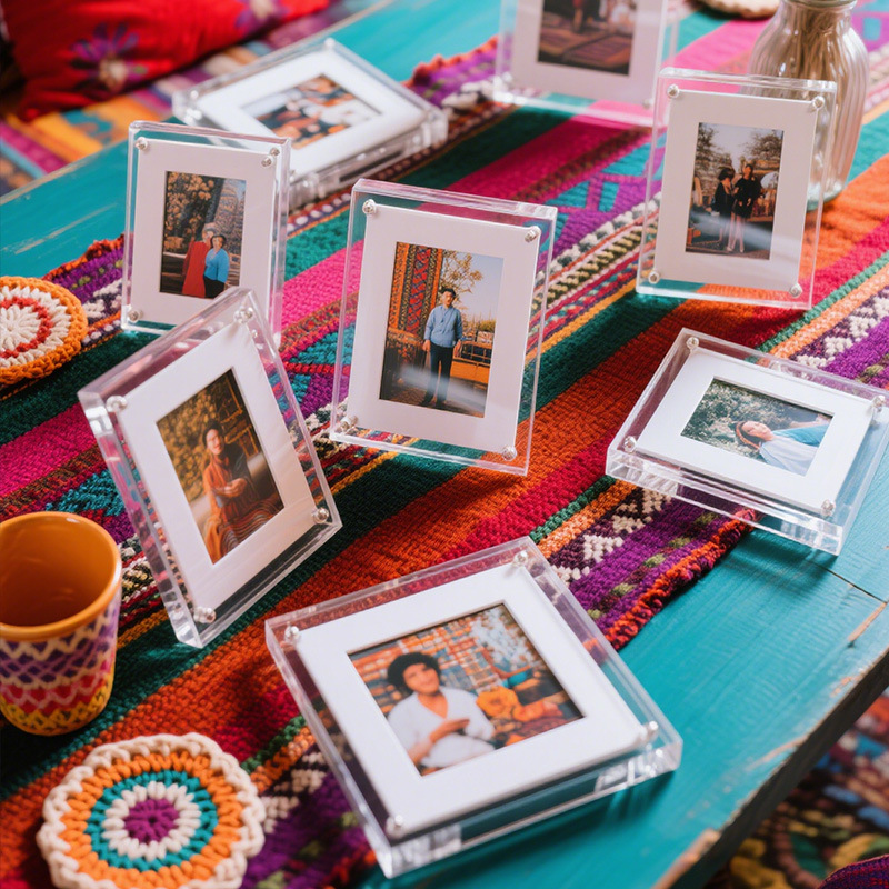 跨境专供亚克力磁吸相框防拆相框欧式透明相框透明照片展示摆台