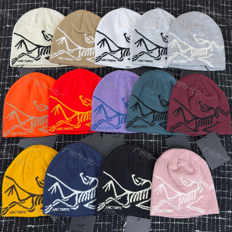 High-Quality European and American Style Trendy Knit Jacquard Beanie with Embroidery, Warm Outdoor Unisex Knit Hat