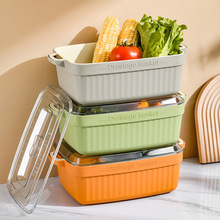 双层沥水篮塑料家用洗菜盆客厅多功能水果盘厨房洗菜篮