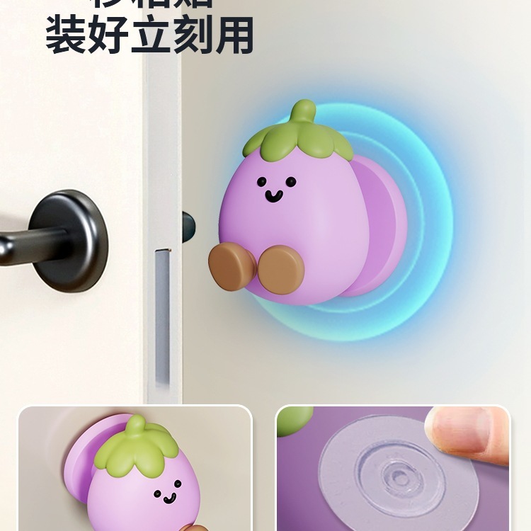 かわいいスマートロックドアハンドル衝突防止ドアストッパーキャビネットドア緩衝装飾ドアステッカークリエイティブな新しい漫画ドアストッパー|undefined