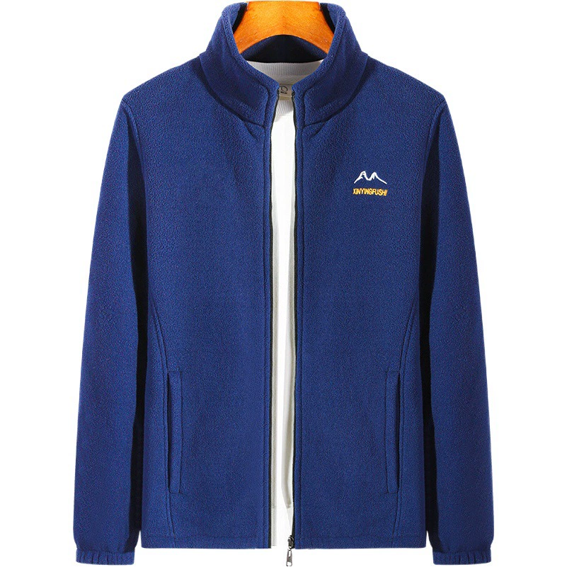 Мужская куртка из толстой флисовой ткани с воротником-стойкой, кардиган на весну, осень и зиму, стильная флисовая одежда для мужчин, оптом.