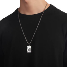 扑克牌黑桃AK项链嘻哈个性十字架吊坠毛衣链女不锈钢饰品配饰批发