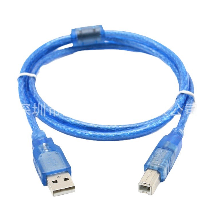 工場直販 USB2.0 プリンタケーブル 全銅製高速角型USBプリンタデータケーブル 透明ブルーUSBケーブル|undefined