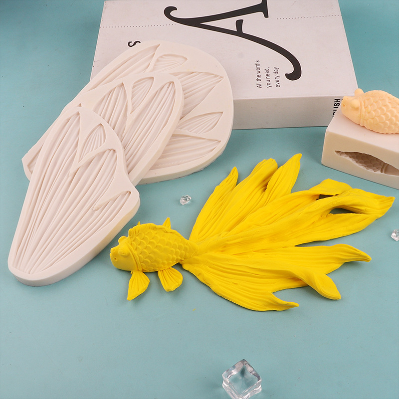 Peces dorados tridimensionales Flor pastelería pan al vapor molde de silicona patrón de pasta pastelería molde de pastel Banquete de cumpleaños molde de pescado decorativo