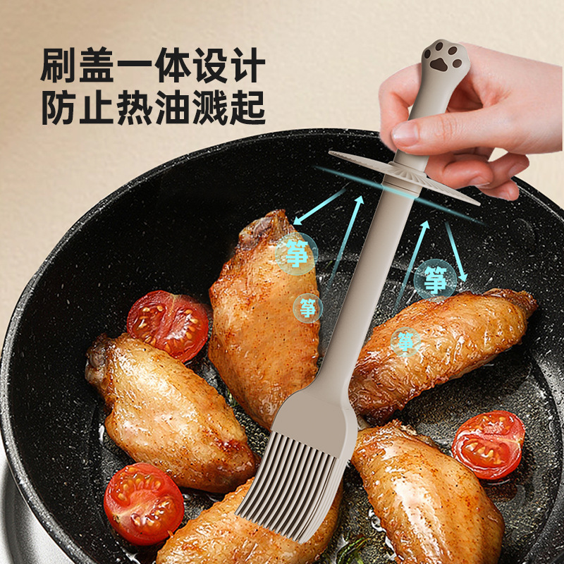 かわいいオイルブラシ、ボトル付き、家庭用ガラス一体型オイルブラシボトル、高温耐性、キッチン、ベーキング、バーベキュー用オイルブラシ、シリコンブラシ|undefined