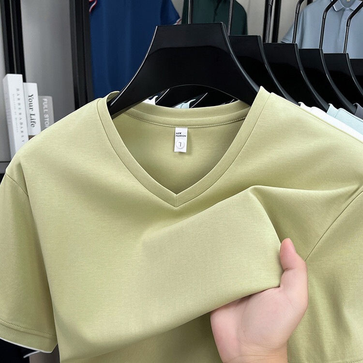 Middle-Aged and Young Men's Business Casual Wear Summer Short-Sleeve 2026 New Style Short-Sleeve T-Shirt Men's Summer Round-Neck Base Shirt Silk