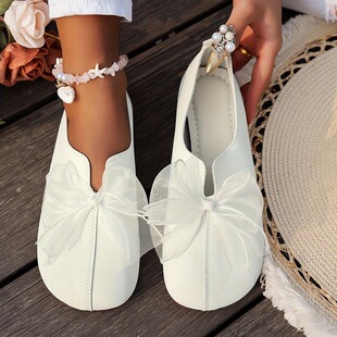 W 62431 Vintage Round Head Bow Mary Jane Shoes �͹ź����Y��