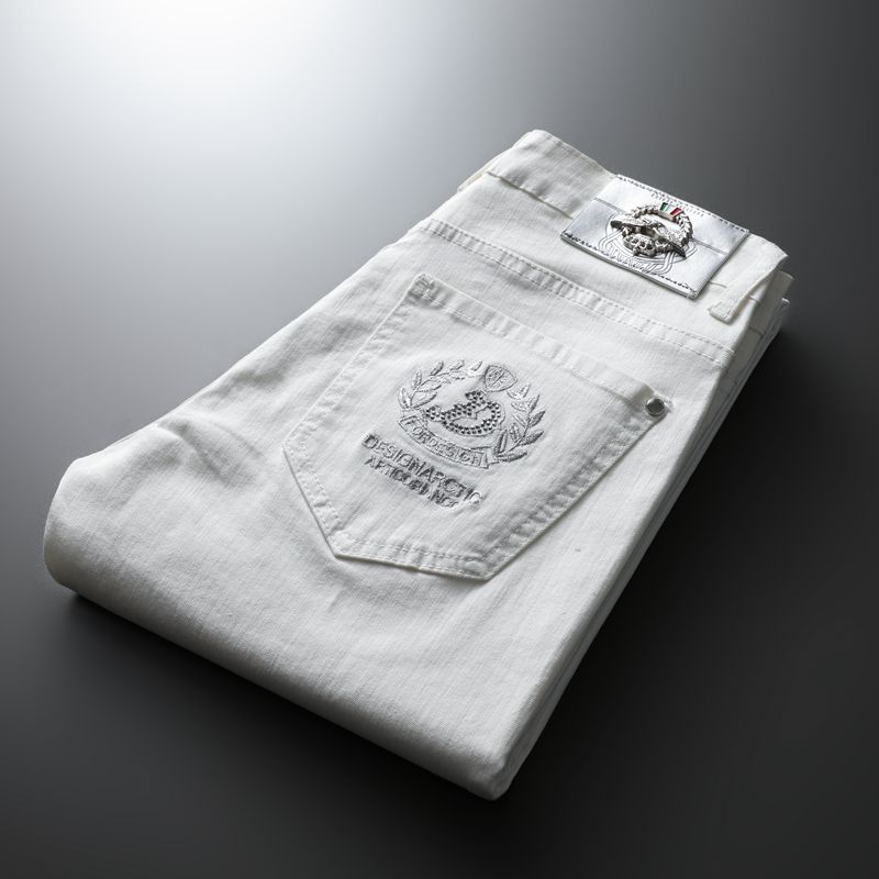 Men's High Quality Non fading and Non pilling Elastic Silk Cotton Jeans Men's Autumn Comfortable Slim Fit Small Feet_voghion.com