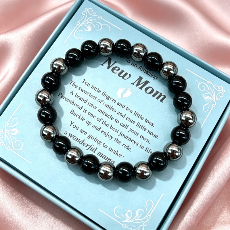 Temu Shein Tk Cross-Border Popular Bracelet Memory Bracelet Obsidian Hematite Beaded Bracelet Wholesale in Stock