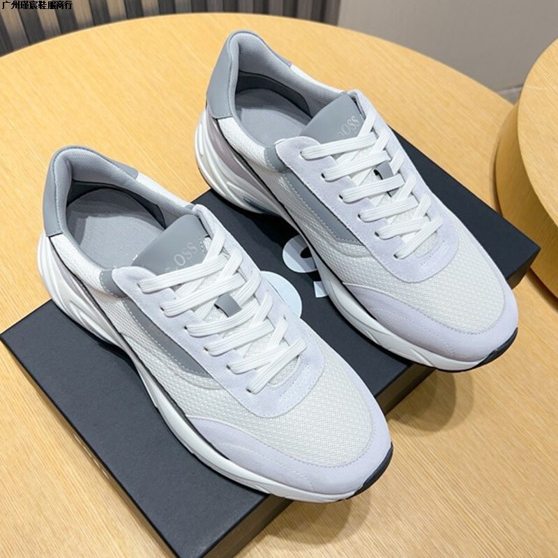 British men's thick-soled, non-slip, wear-resistant genuine leather suede mesh lace-up outdoor sports shoes