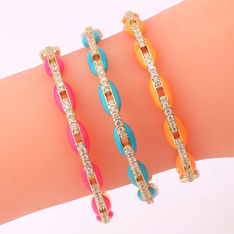 Fashion Geometric Copper Bracelets Stoving Varnish Zircon Copper Bracelets