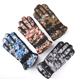 Winter cycling warm camouflage gloves running rivers and lakes stall ten yuan store manufacturer in stock non-slip plus velvet gloves
