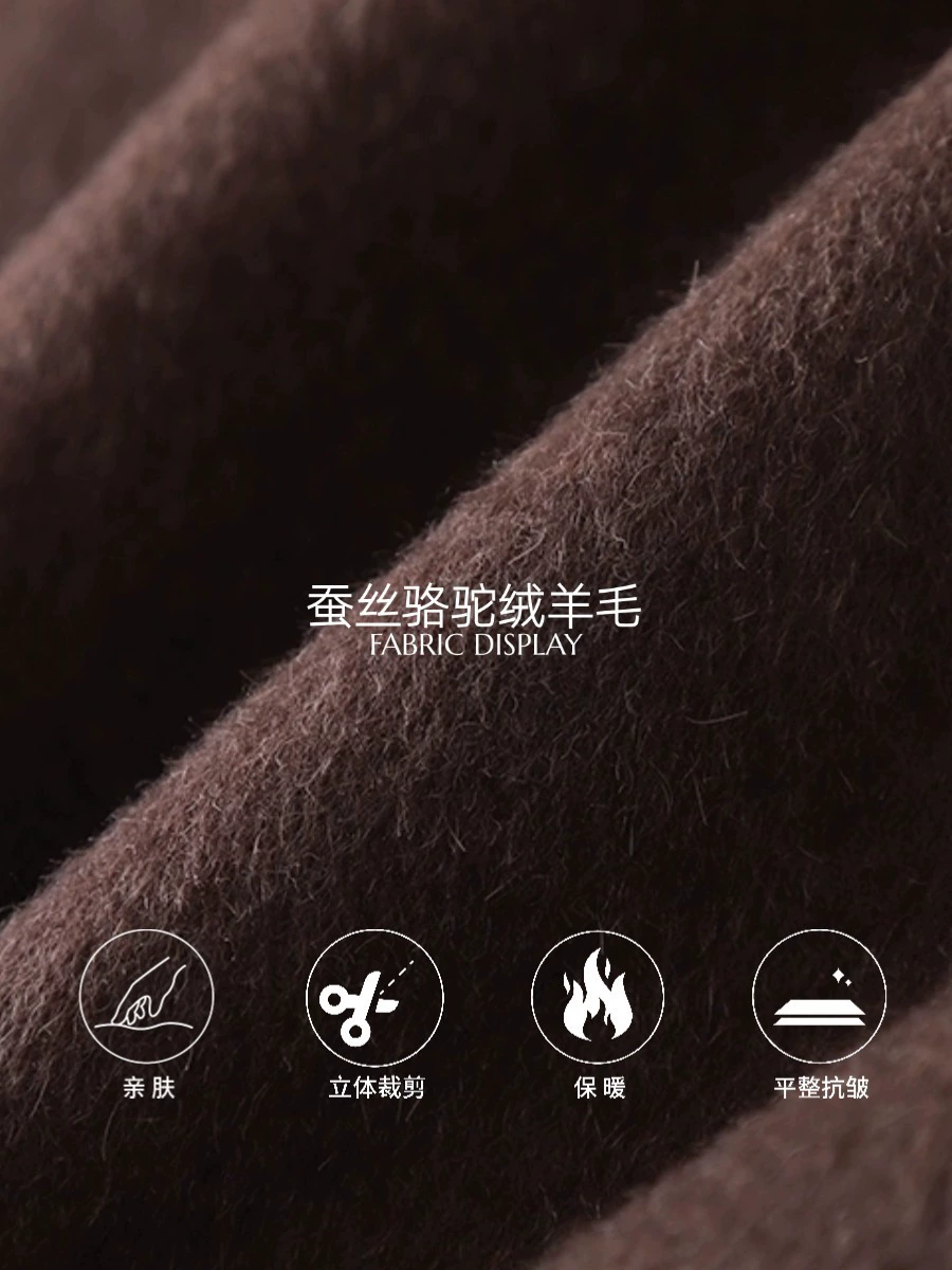 Премиальная повседневная sense Silk camel velvet wool двубортное пальто из овечьей шерсти с двусторонней шерстью SN6129