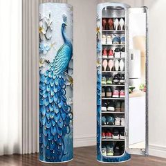 360度旋转鞋柜圆形储物柜圆柱鞋架子多层家用圆柱形储物收纳柜
