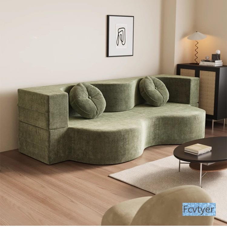 Double Lazy Tatami Fabric Compressed Sofa Bed Folding New One-Piece Small Apartment Rental Living Room