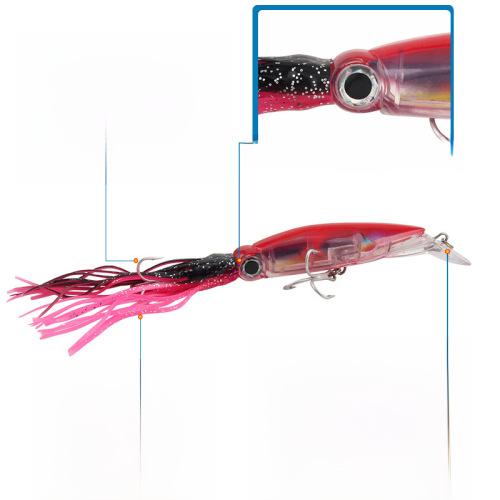 Spinning Lure Cross-Border Long Cast Colorful Simulation Squid Bait 23cm/38g with Fins Saltwater Fishing Artificial Lure Fishing Gear